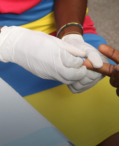A patient receiving an HIV test