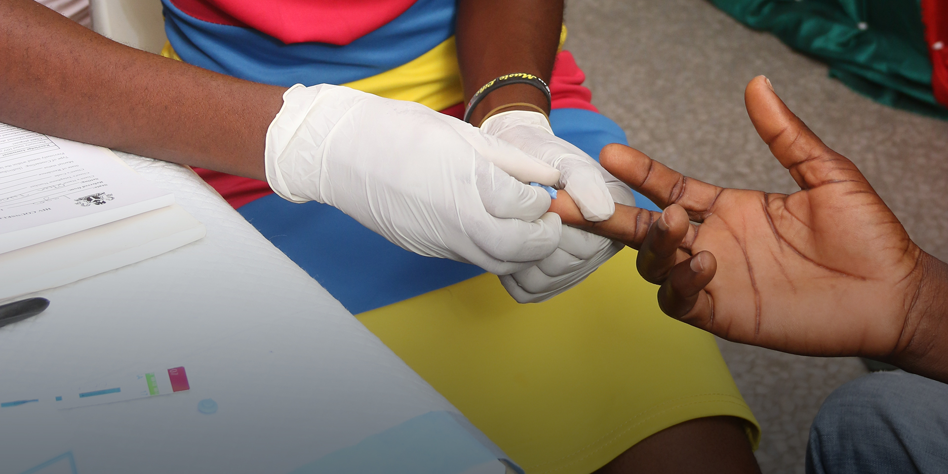 A patient receiving an HIV test