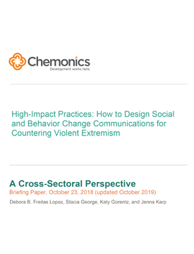 The front page of a report titled "High-Impact Practices: How to Design Social and Behavior Change Communications for Countering Violent Extremism."