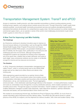 Image of a document titled "Transportation Management System: TransIT and ePOD."