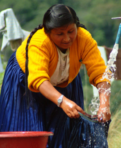 Image of a woman using a waterspout.