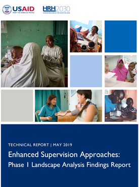The front page of a report titled "Enhanced Supervision Approaches: Phase 1 Landscape Analysis Findings Report.: Includes several images of people having conversations with others.