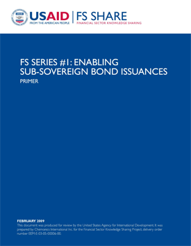 The front page of a report titled "FS Series 1: Enabling Sub-Sovereign Bond Issuances."