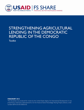 The front page of a report titled "Strengthening Agricultural Lending in the Democratic Republic of the Congo."