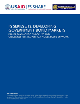 The front page of a final report titled "FS Series 12: Developing Government Bond Markets."