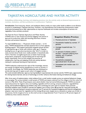 A document titled "Tajikistan Agriculture and Water Activity."