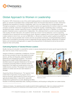 A document titled "Global Approach to Women in Leadership."