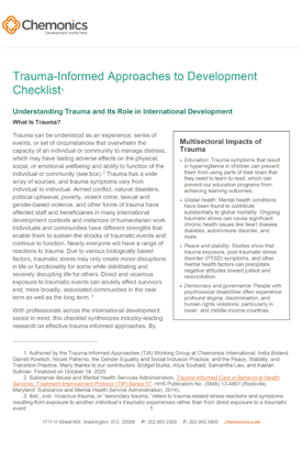 A document titled "Trauma-Informed Approaches to Development Checklist."