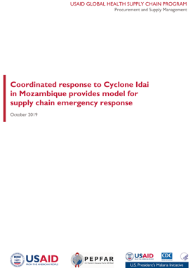 The front page of a report titled "Coordinated Response to Cyclone Idai in Mozambique Provides Model for Supply Chain Emergency Response."