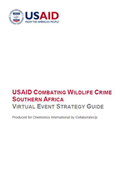 The front page of a guide titled "USAID Combating Wildlife Crime Southern Africa; Virtual Event Strategy Guide.