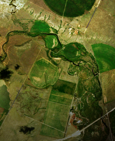 Overhead shot of circular farms in South Africa