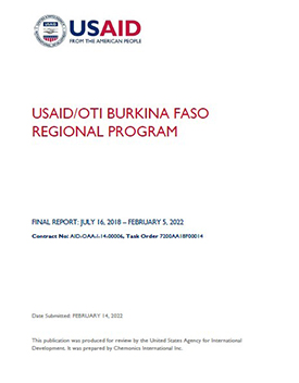 The front page of the final report titled "USAID/OTI Burkina Faso Regional Program."