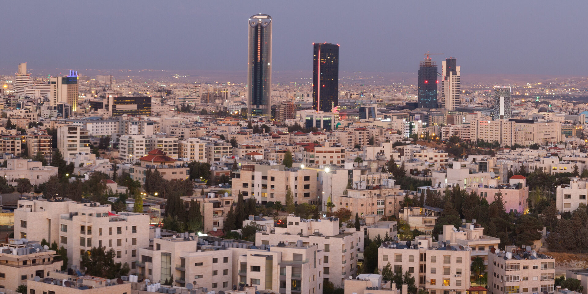 Panoramic shot of the new downtown of Amman city the capital of Jordan.