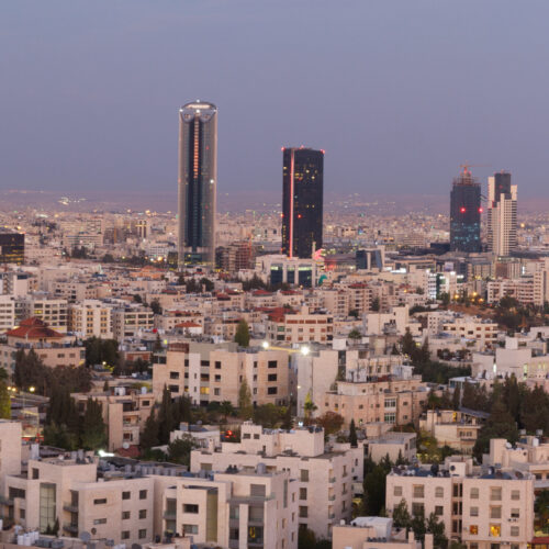 Panoramic shot of the new downtown of Amman city the capital of Jordan.