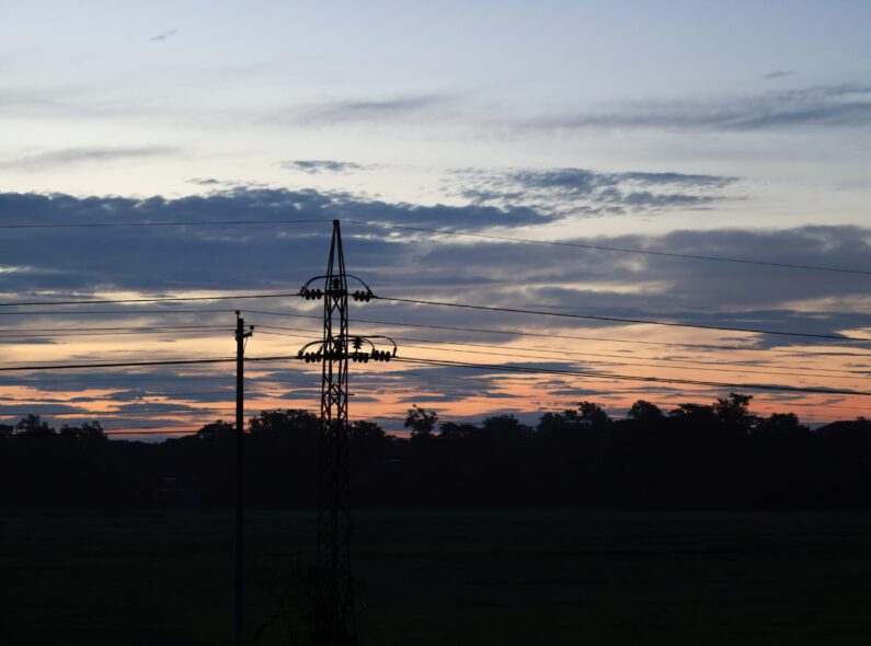 Electric pole visible during dusk