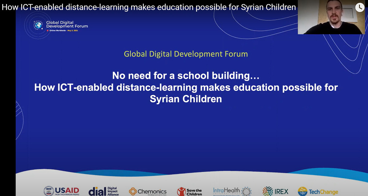 The opening screen of a video about ICT-based learning in Syria