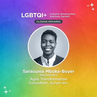 Saraounia Mboka-Boyer will provide closing remarks at the LGBTQI+ Inclusive Development Solutions Summit on 27 June 2023