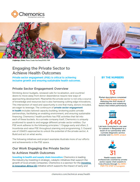 Image of the first page of the Engaging the Private Sector fact sheet