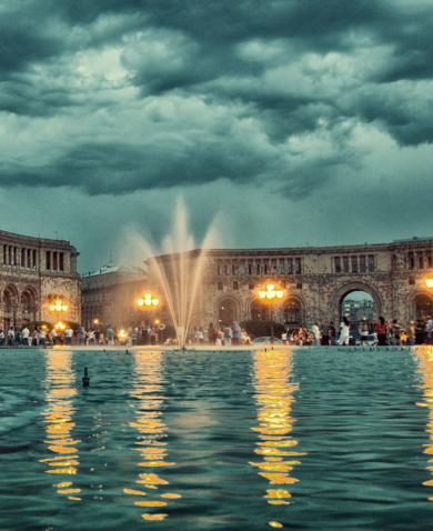 A cityscape of the Singing Fountains in Yerevan