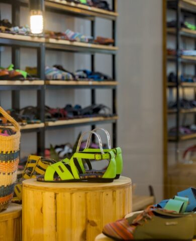 Uzuri K&Y shoes displayed in a store in Kigali, Rwanda