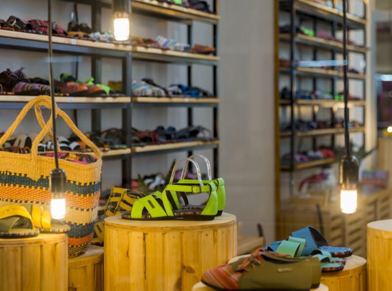 Uzuri K&Y shoes displayed in a store in Kigali, Rwanda